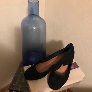 Black Suede Clarks with chunky heal